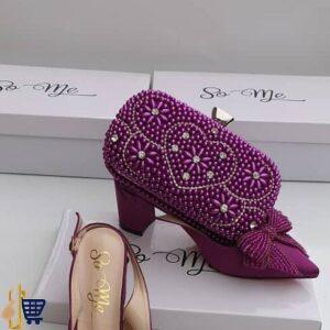 So Me Shoes Low Heel & Purse – Purple 1