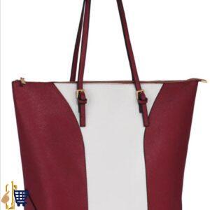 Large Burgudy/White Shoulder Handbag 1