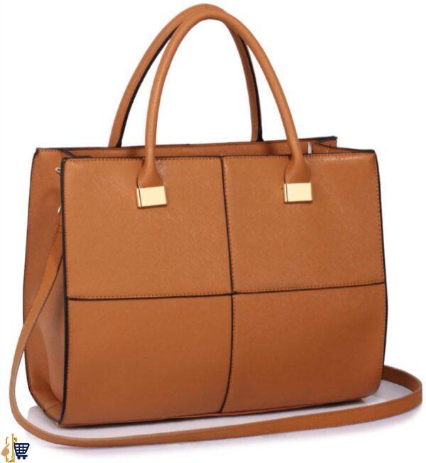 Large Tan Fashion Tote Handbag