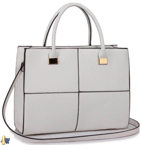Large White Fashion Tote Handbag