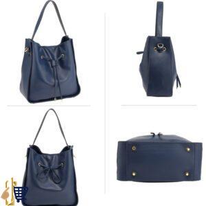2 Pieces Navy Drawstring Tote Bag With Pouch 2