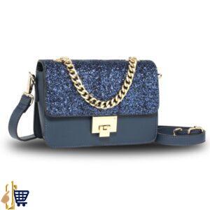 Navy Glitter Flap Cross Body Bag 1