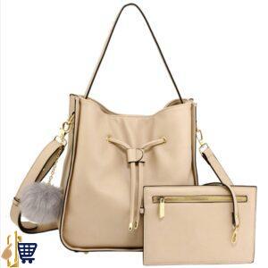 2 Pieces Nude Drawstring Tote Bag With Pouch 1