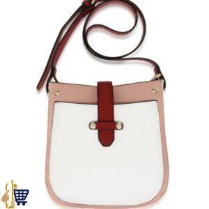 Pink/White/Burgundy Flap Cross Body Shoulder Bag 1