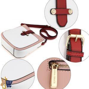 Pink/White/Burgundy Flap Cross Body Shoulder Bag 2