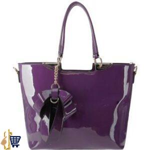 Purple Patent Bow-Tie Shoulder Handbag