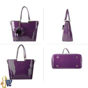 Purple Patent Bow-Tie Shoulder Handbag 2