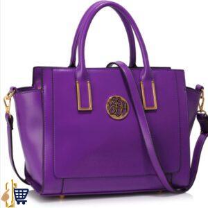 Purple Metal Detail Grab Tote Handbag 1