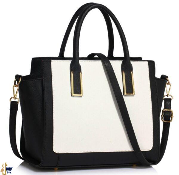 Black/White Grab Tote Handbag