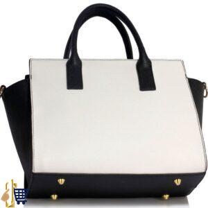 Black/White Grab Tote Handbag 2
