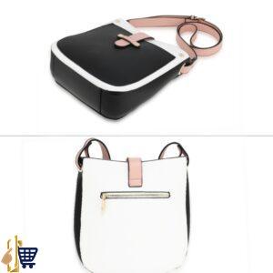 White/Black/Pink Flap Cross Body Shoulder Bag 2