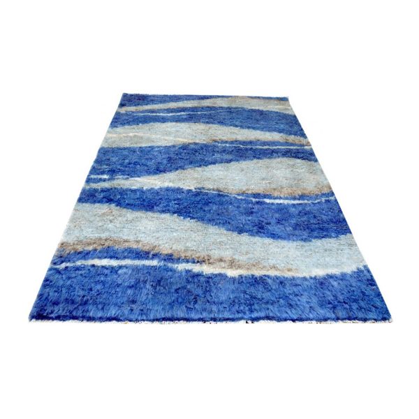 Moroccan -Blue -White- Fluffy- Soft -Carpet