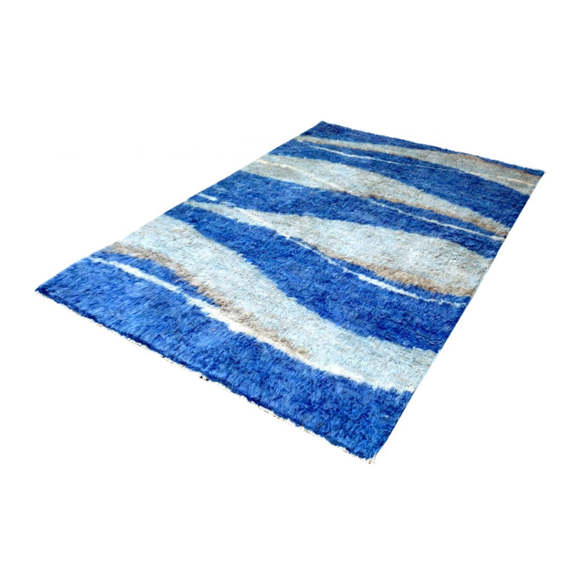 Marokkanisch -Blau -Weiß -Flauschig- Weich -Teppich