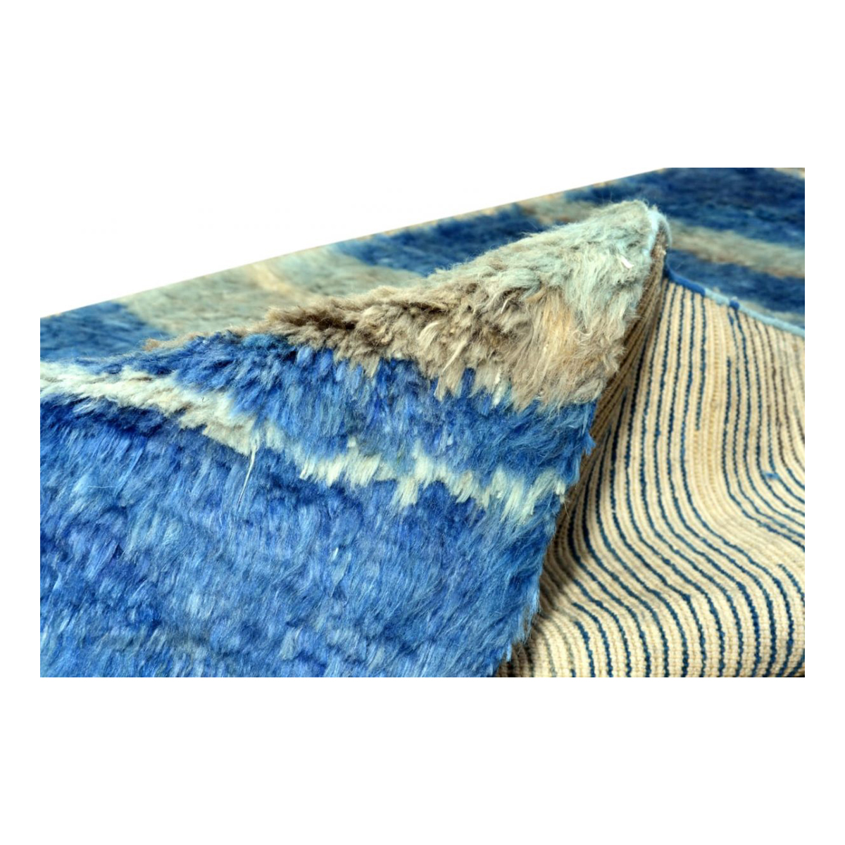 Marokkanisch- Blau -Weiß-Flauschig -Weich -Teppich