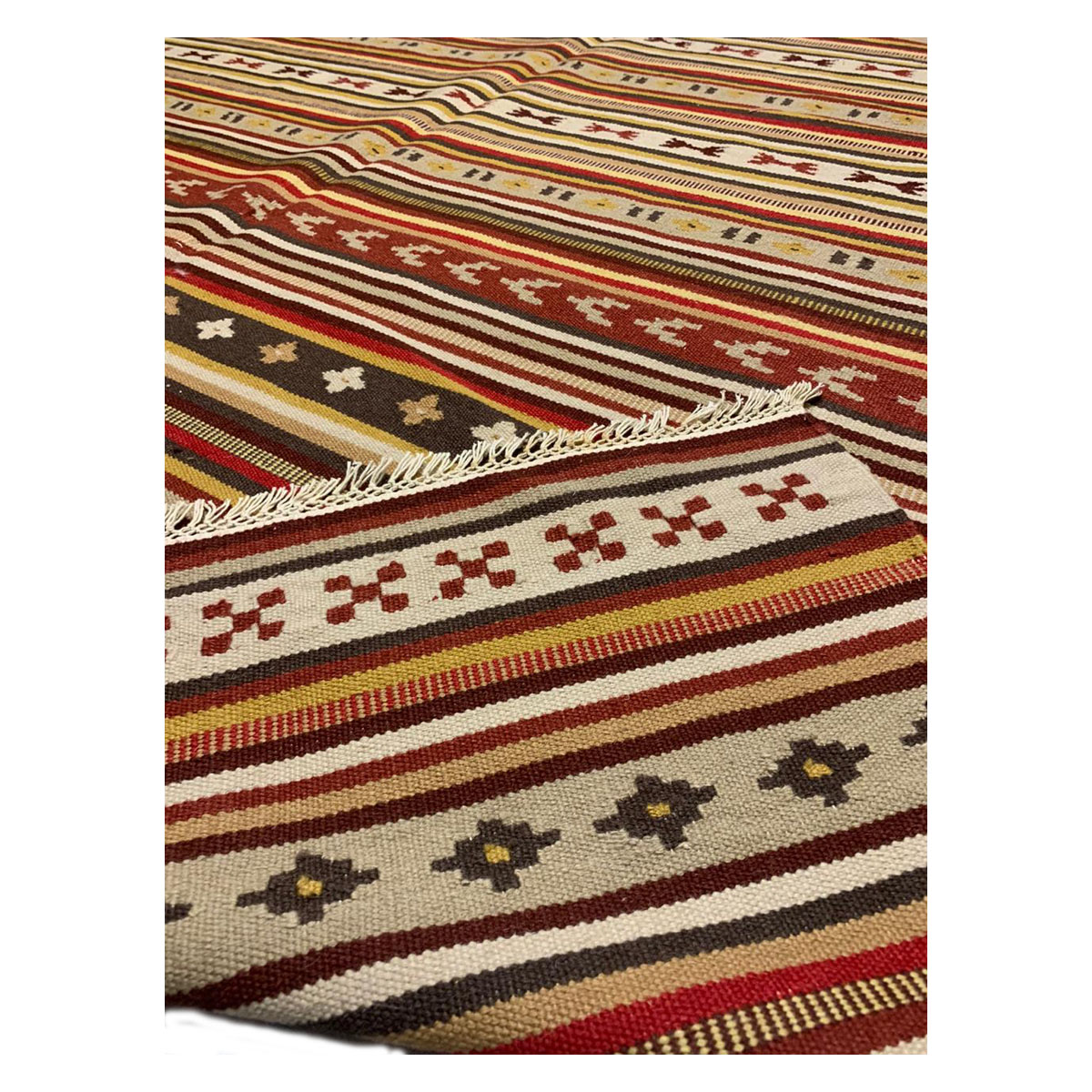 Vintage- Kelim -Handgewebt -Rot -Bereich- Teppich