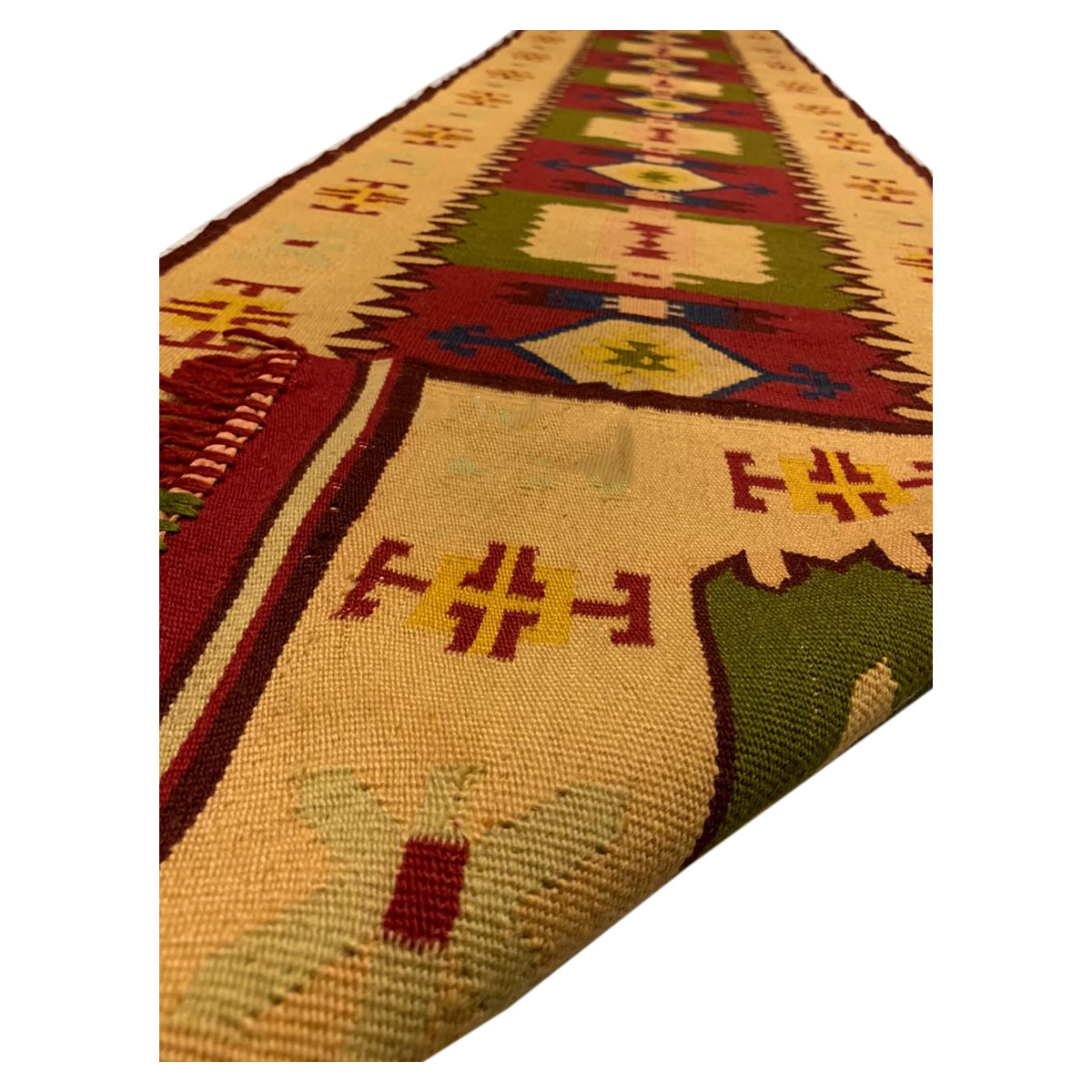 Vintage- Handmade- Schmaler- Woven-Teppich