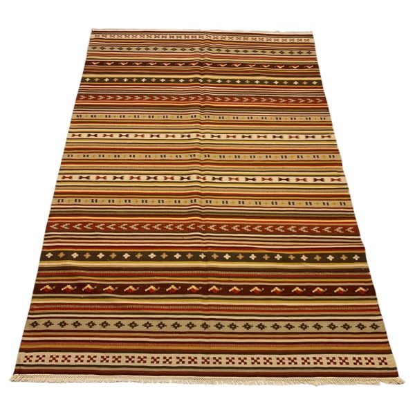 Vintage -Kilim- Handwoven -Red -Area- Rug