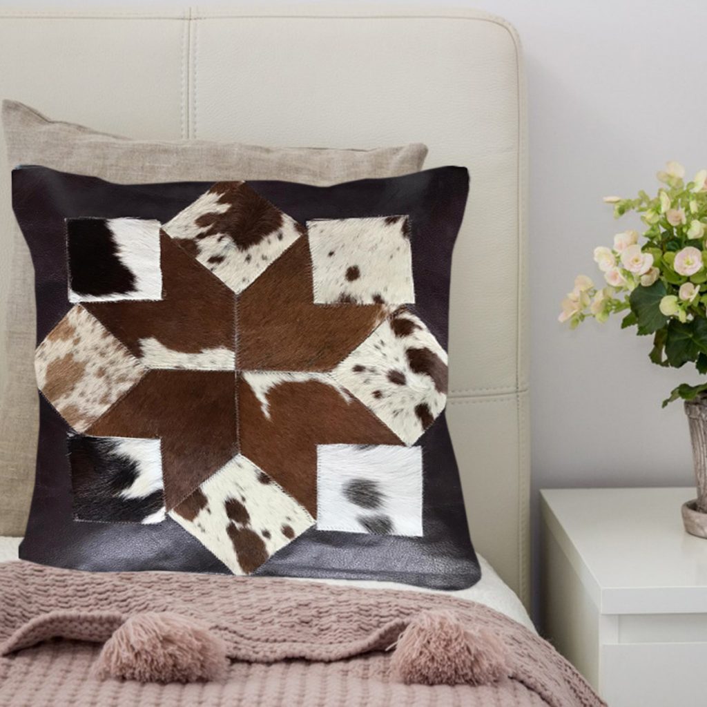 Cowhide- Leather -Thunder- Cushion- Cover