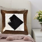Cowhide- Leather- Teal -Black- Cushion- Cover
