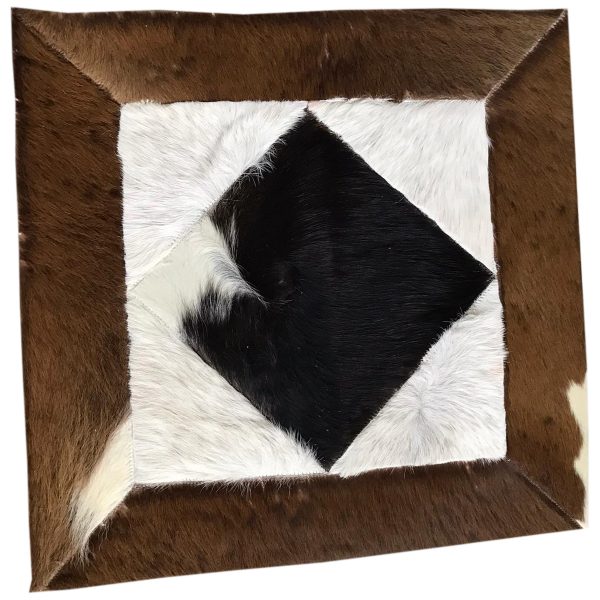 Cowhide- Leather -Teal- Black- Cushion -Cover
