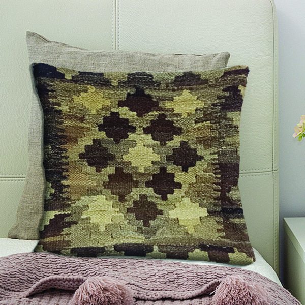 Kilim -Handwoven -Limed- Spruce- Cushion- Cover