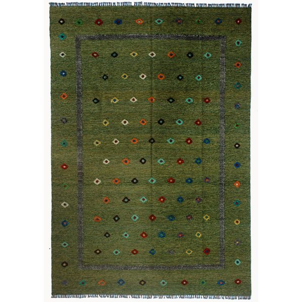 Soumak-Thatch-Green-Kilim-Rug