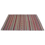 Vintage- Natural -Gray- Striped- Kilim-Rug