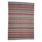 Vintage -Natural -Gray- Striped- Kilim- Rug