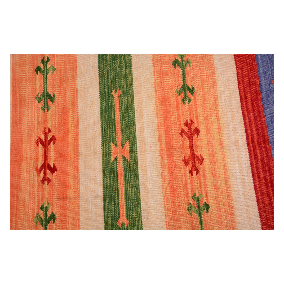 Vintage-Handgewebter-Akaroa-Streifen-Teppich