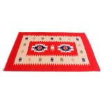 Vintage- Handwoven- Brick- Red -Kilim- Rug