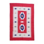 Vintage- Handwoven- Brick- Red- Kilim- Rug