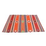 Vintage -Handmade- Multicolor-Striped- Rug