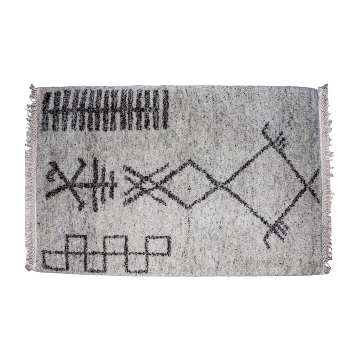 Marokkanischer- Grauer -Nickel- Echter- Woll- Teppich