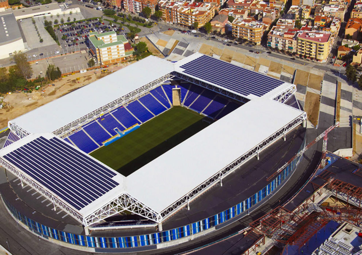 Vista aérea del estadio de Cornellà-El Prat