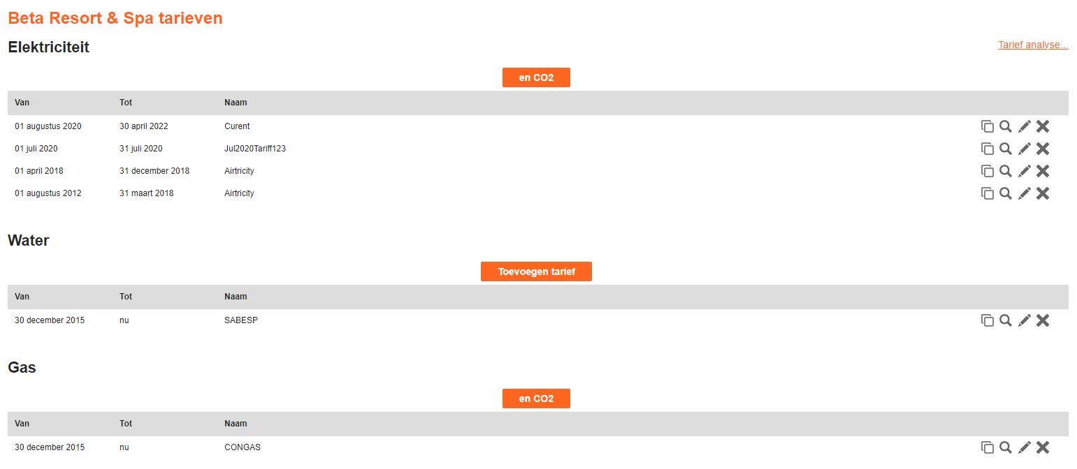 Tarieven toevoegen en analyseren