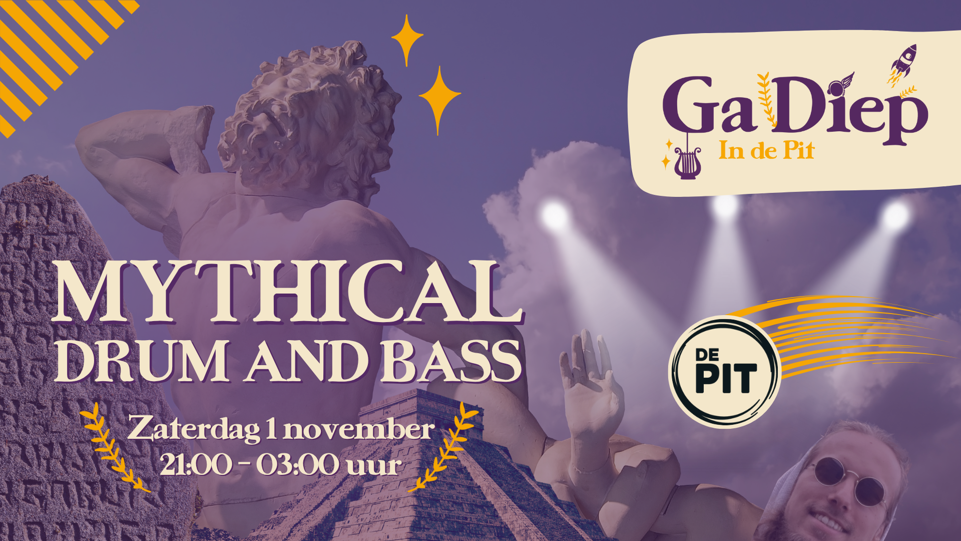 DEF - banner ga diep mythe banner voor drum and bass Ga Diep evenement in Terneuzen op 1-11