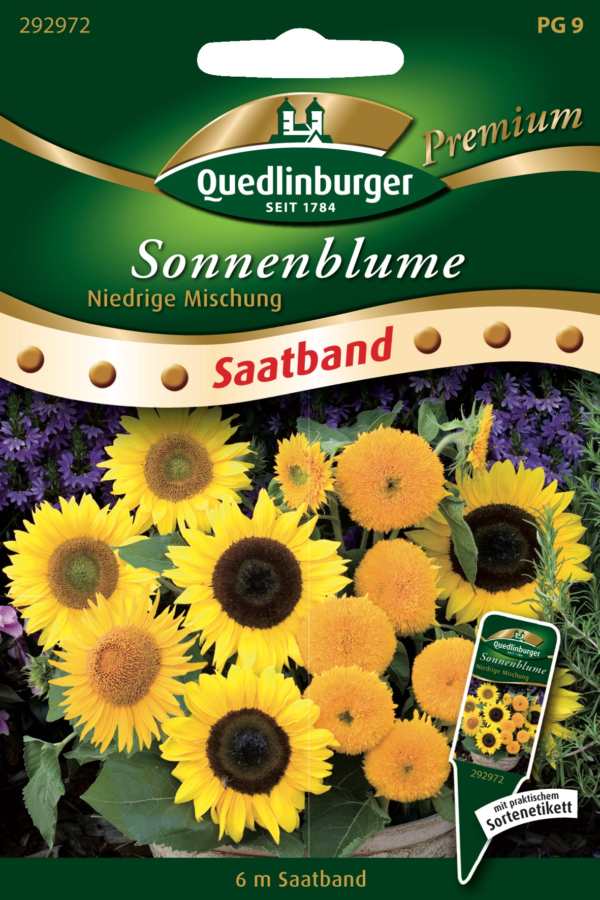 Sonnenblume "Niedrige Mischung" Saatband