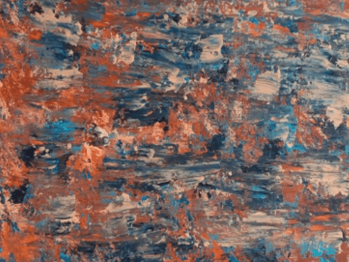 Gemalte Bilder mit Acrylfarbe Blautöne - Orangetöne