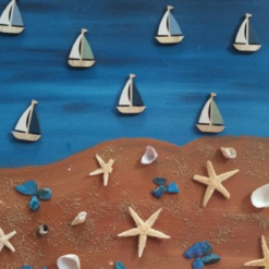 Bilder Acryl gemalt - maritim mit echten Seesternen