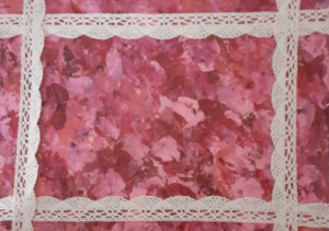 Mixed Media auf Leinwand kaufen - Handgemacht - rosa mit Spitzenbordüre