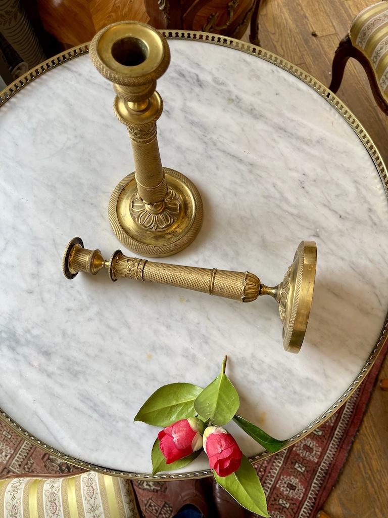 Flambeaux en bronze doré epoque restauration 6
