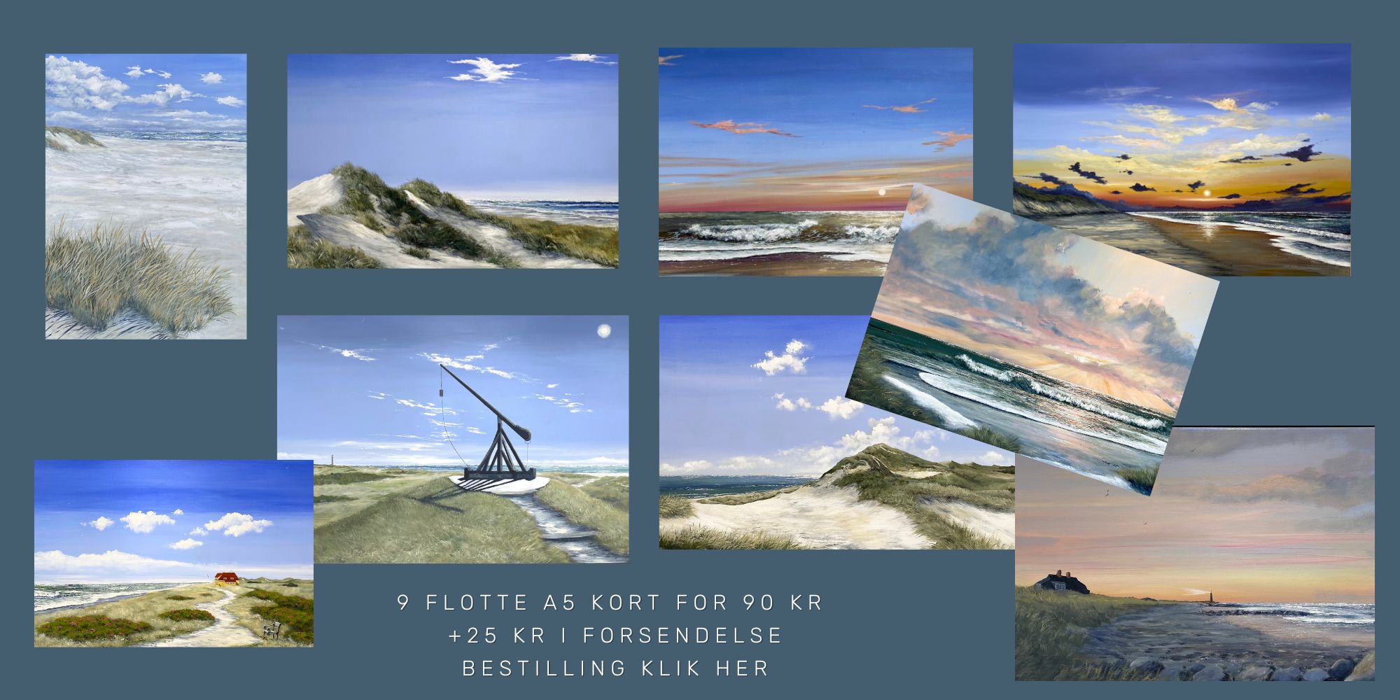 Smukke postkort i A5 med billedmotiver af Skagensmaleren Billedkunstneren Gitte Toft