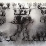 Eveliina Hämäläinen: PUISTO, muste paperille, 18 x 26 cm, 2019
