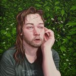 Joel Slotte: Simpukankuuntelija / Giving an ear to a seashell / Snäcklyssnaren, öljy kankaalle / Oil on canvas / Olja på duk, 50 x 46 cm, 2018