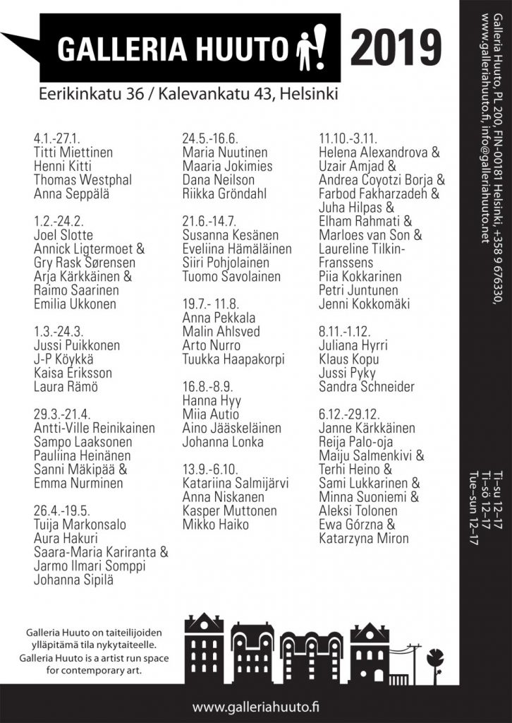 Galleria Huuto's exhibition calendar 2019