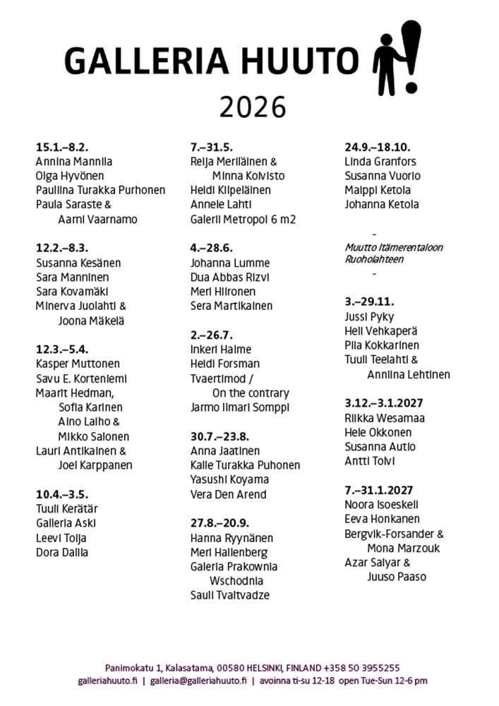 Galleria Huudon näyttelyt 2026