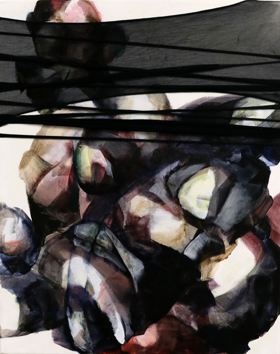 Päivi Allonen: Salainen tapaaminen, 2020, akryyli ja nylon kankaalle, 50 x 40 cm