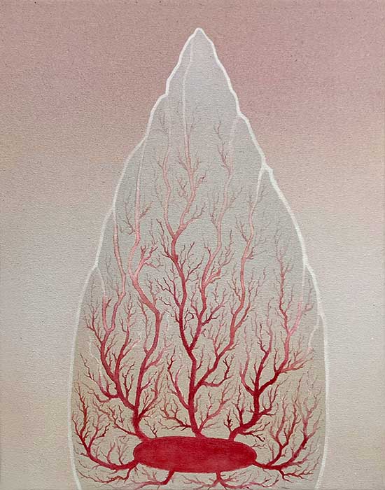 Vesa Hjort: Arising I, akryyli kankaalle, 56 x 44 cm, 2024