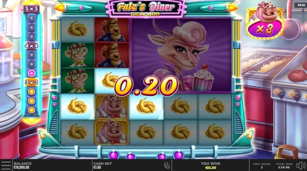 Fatz's Diner Gigablox Slot free spins feature