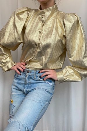 Vintage blus guldfärgad 80-tal